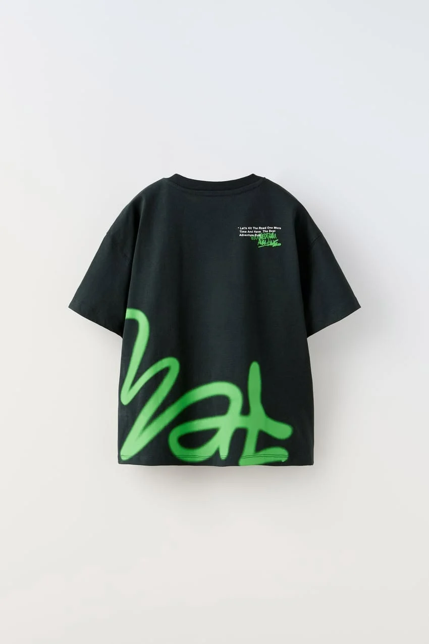 Black T-shirt with green design